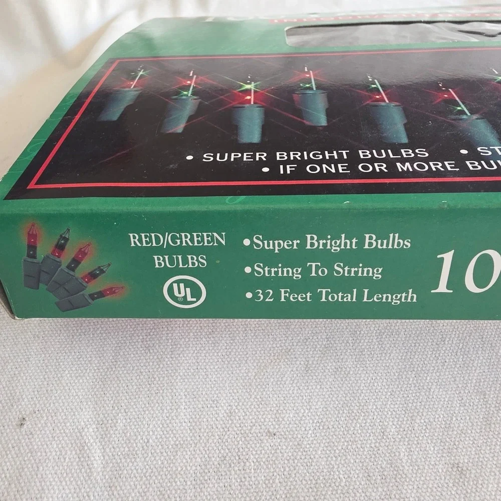 VTG Frank's Nursery 100 Double Light Red Green Two Color Christmas Lights. Works